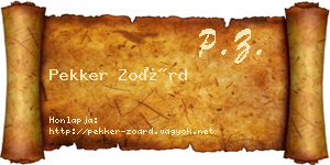 Pekker Zoárd névjegykártya